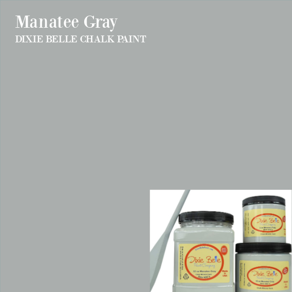 Manatee Gray Dixie Belle Chalk Paint color is a soothing grey with soft blue undertones. #chalkpaint #graychalkpaint #manateegray #dixiebelle