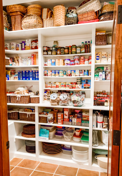 Well organized pantry with wooden shelves and smart ideas - After Orange County. #pantryorganization