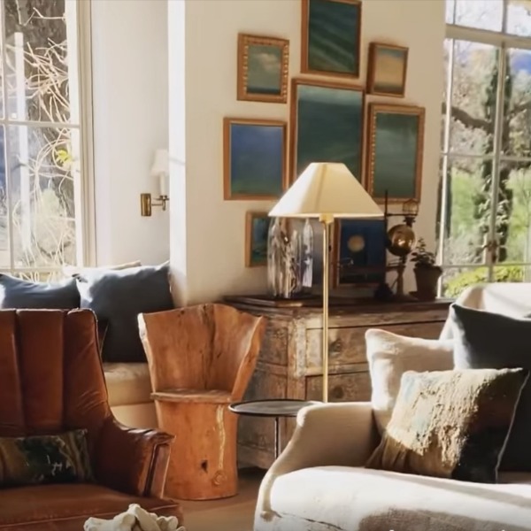 Rustic elegance in the great room at Patina Farm, a European country style farmhouse with French country and Old World style and decor by Brooke Giannetti. #patinafarm #modernfarmhouse #europeancountrystyle #interiordesign