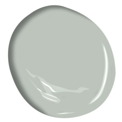 A soft pastel green-gray paint color: Benjamin Moore Tranquility. #benjaminmooretranquility #paintcolors #lightgrey