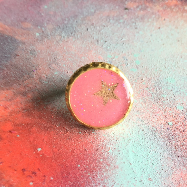 Whimsical and groovy handmade ring with gold accents - Jenny Sweeney.