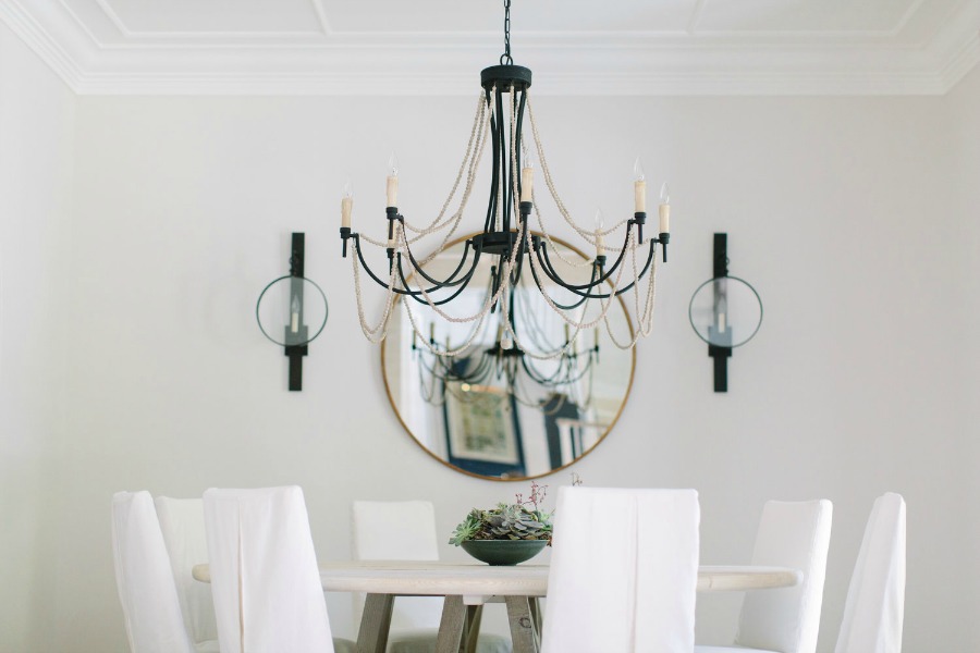 Say hello to lovely interior design by Kate Marker with her grey oak project in Barrington, IL. Come enjoy encouraging love quotes and timeless decor inspiration! #interiordesign #diningroom #serenedecor #whitedecor