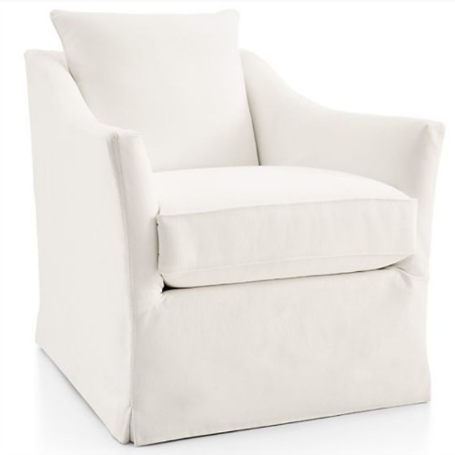 Keely White Slipcovered Swivel Chair - Crate & Barrel