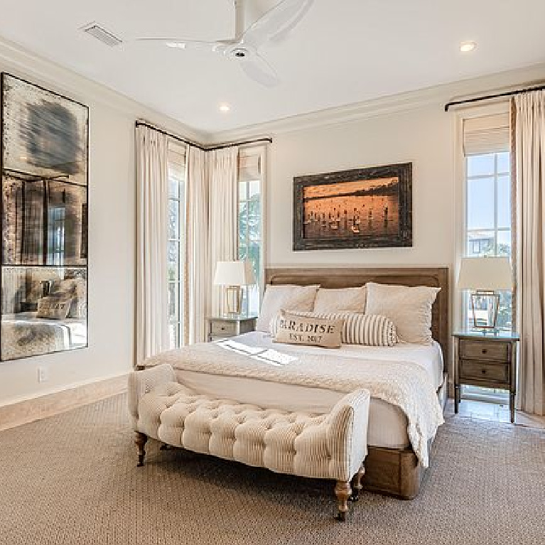 Neutral and coastal style in a bedroom in Inlet Beach, Fl. #coastalbedroom #interiordesign