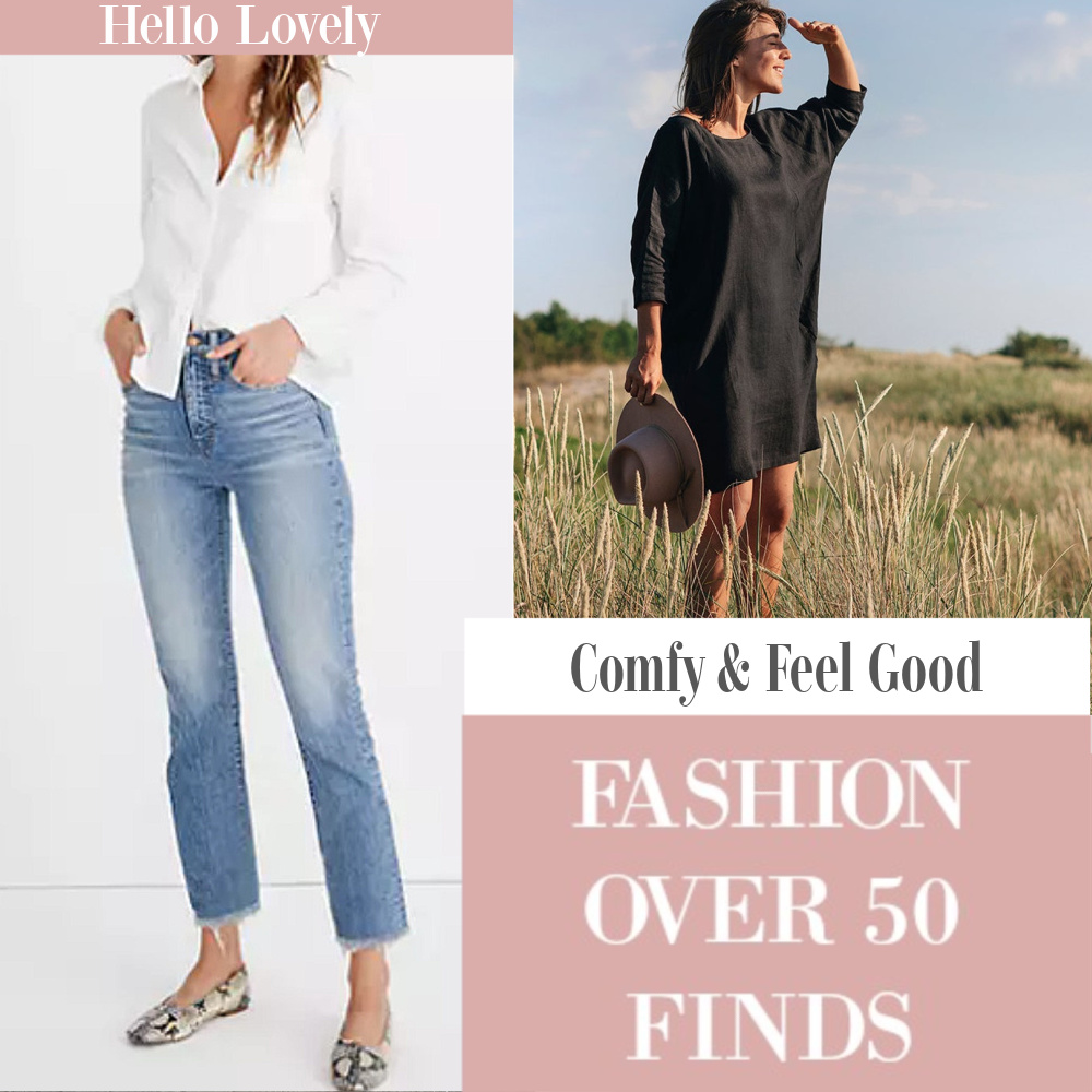 Hello Lovely Comfy Feel Good Fashion Over 50 Finds: come explore casual wardrobe pieces to layer on Hello Lovely! #getthelook #fashionover50 #over50fashion