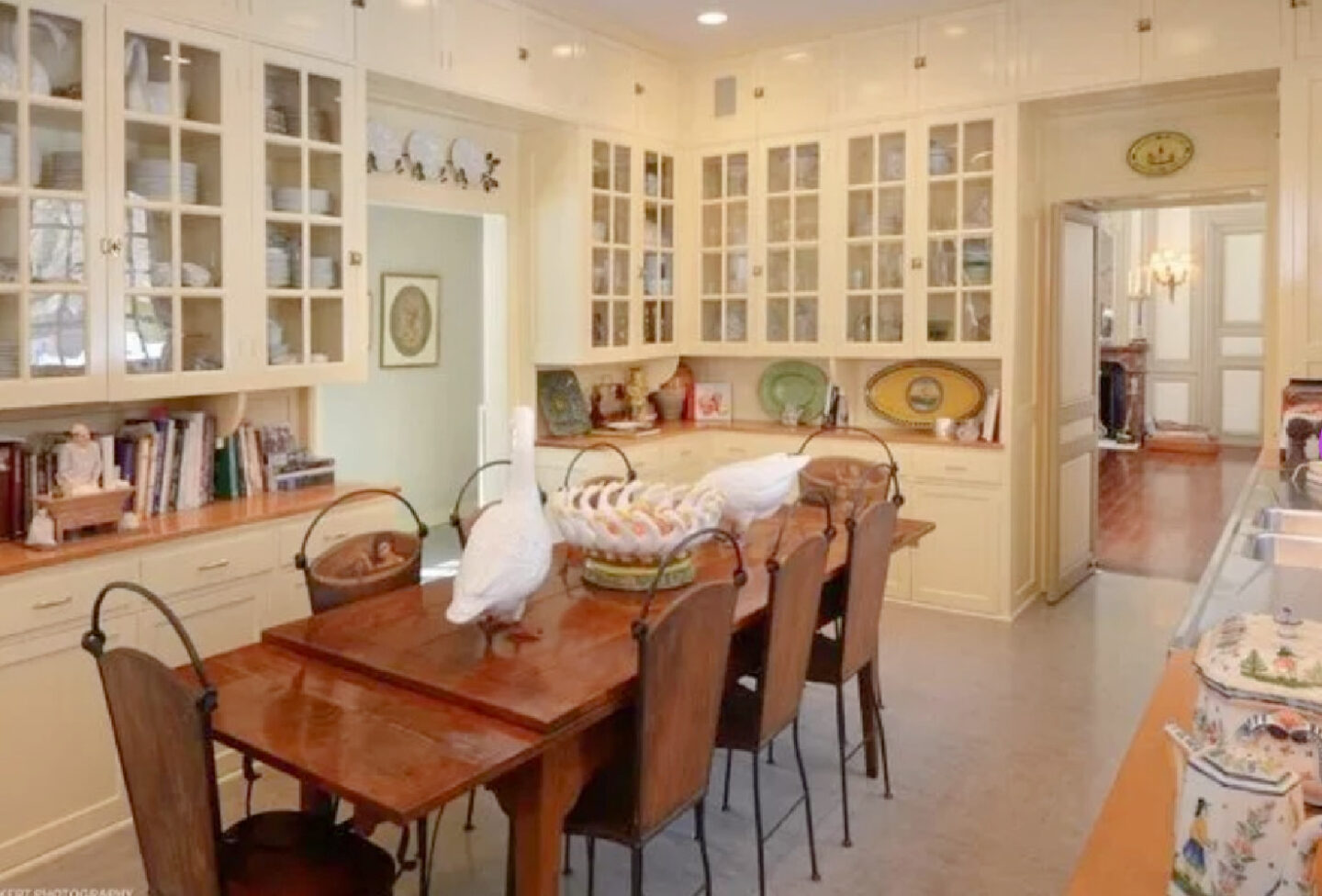 Kitchen before renovation. David Adler La Lanterne Mansion is a 1922 historic home in Lake Bluff with French inspired architecture and interiors.