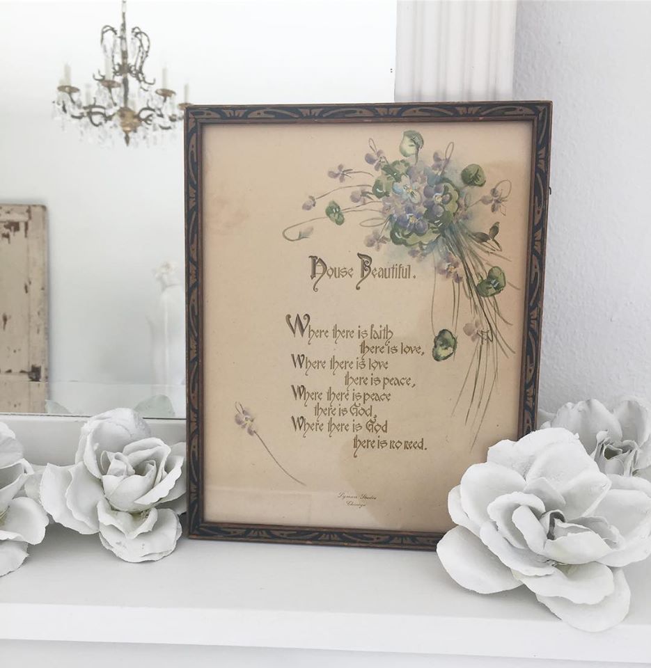 My plaster dipped white roses were created simply and now sit atop the piano with a framed vintage print - Hello Lovely Studio. #diy #plasterflowers #vintagestyle #hellolovelystudio