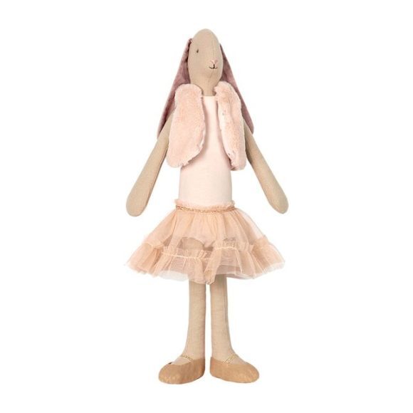 Maileg medium dance princess bunny with pink skirt and fur vest. #maileg #softtoys #bunnytoy