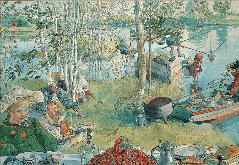 Carl Larsson's c. 1839 painting "Crayfishing" is a lovely Swedish scene holding the promise of summer bliss.