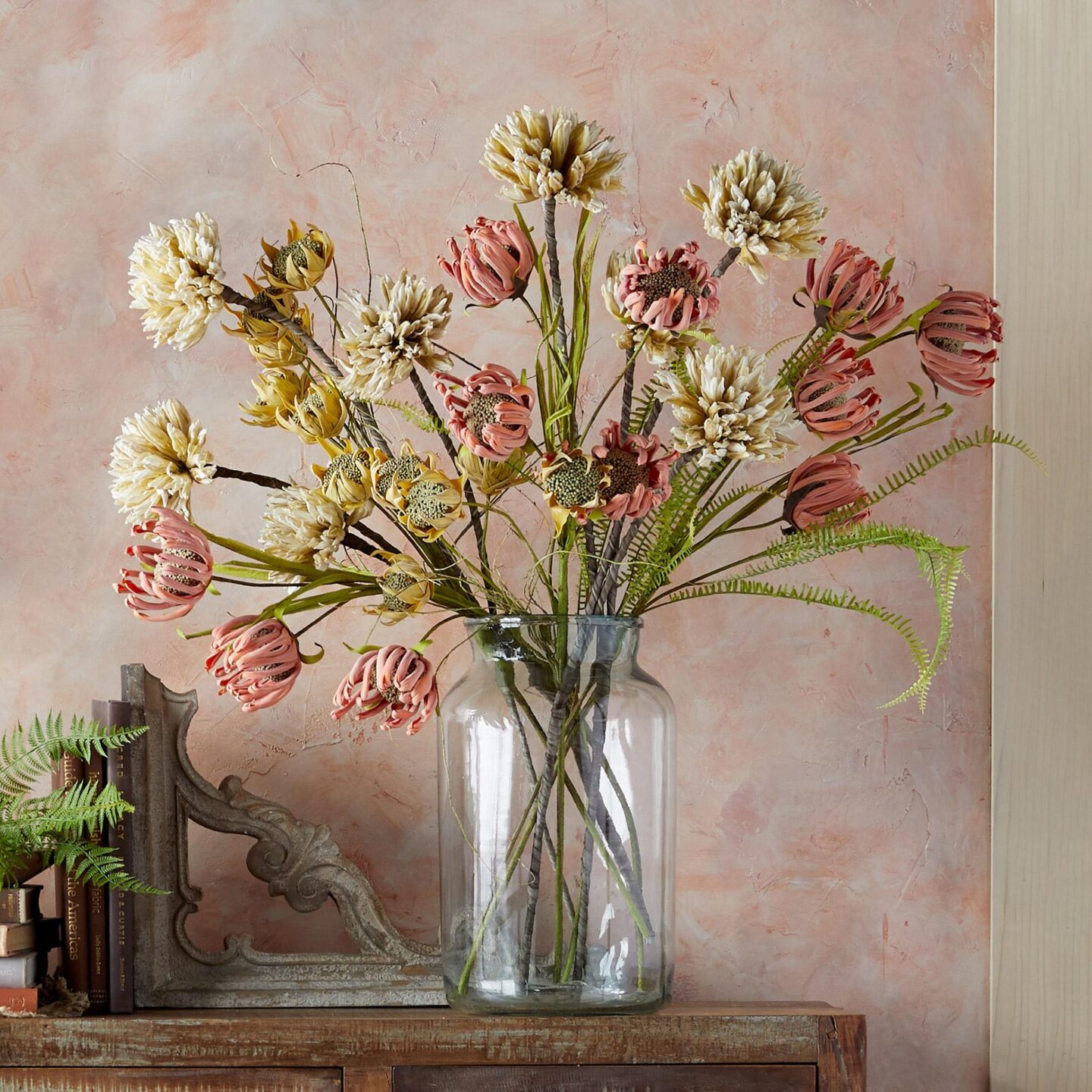 Everlasting Handpainted botanicals in pretty dusty pink and cream - Sundance catalog.