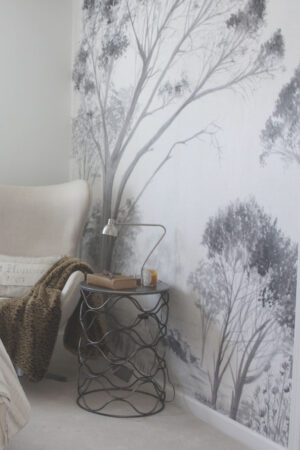 Trees White Wallpaper Mural