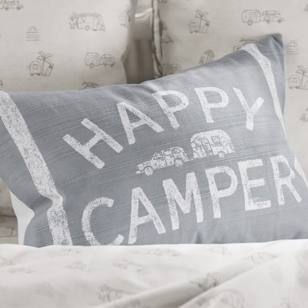 Happy Camper pillow. Airstream at Pottery Barn