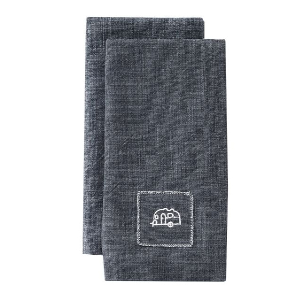 Grey napkins with camper. Airstream at Pottery Barn