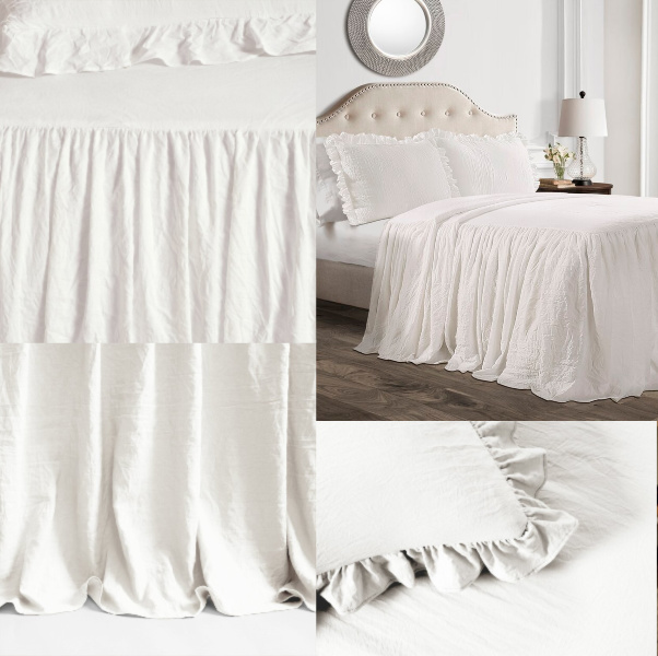 Lewis Ruffle Bedskirt Set - Kelly Clarkson Collection from Wayfair. #ruffle #bedskirt #frenchcountry #bedding #bedroomdecor
