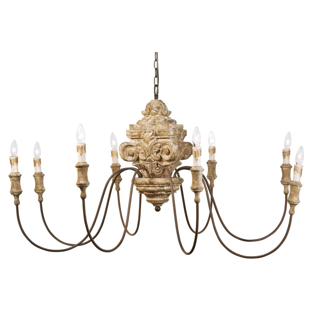 Regina Andrew wood carved French country chandelier.