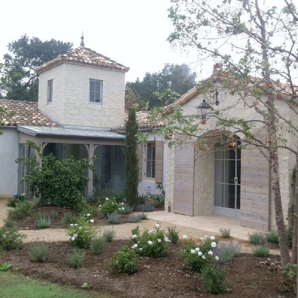 Patina Farm exterior when it was newly built. Brooke Giannetti. #patinafarm #frenchfarmhouse #giannettihome #houseexteriors #frenchcountrygarden