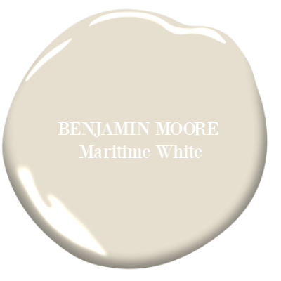 Benjamin Moore Maritime White paint color swatch. #paintcolors #benjaminmoore #maritimewhite #warmwhites #interiordesign
