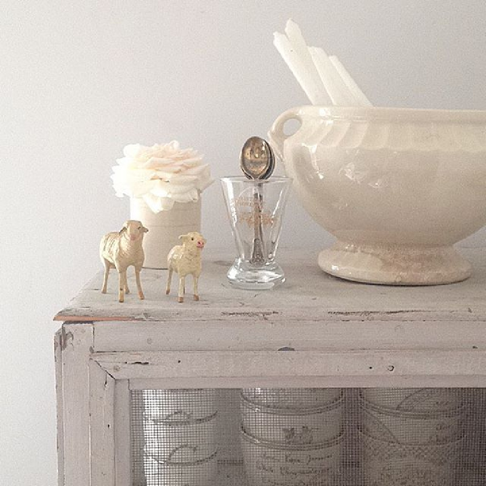 French antiques mingle with Scandi style in an all white country cottage by My Petite Maison.