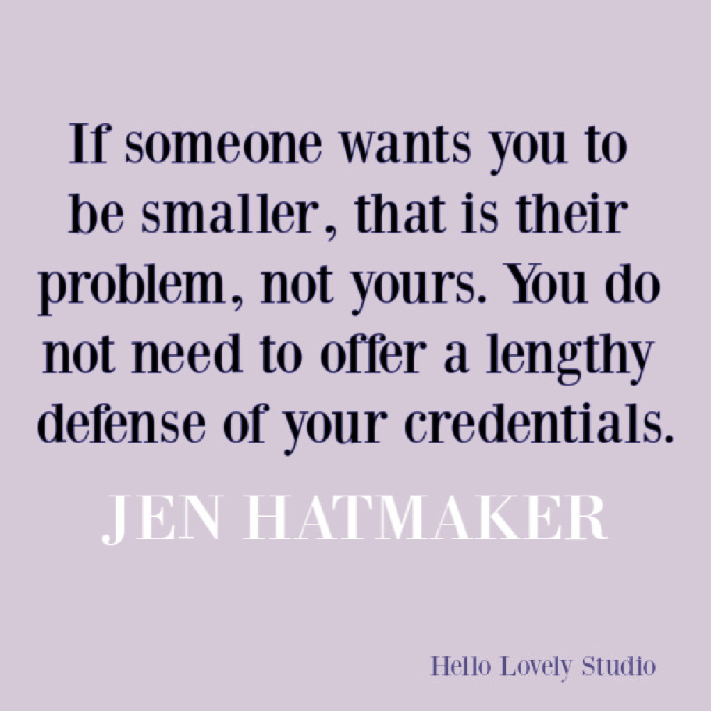 Jen Hatmaker feminist quote about self-kindness and empowerment. #jenhatmaker #feministquotes #memoirquotes #personalgrowth #empowerment