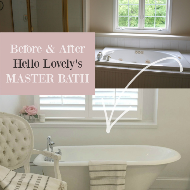 Before and after Hello Lovely's master bath. #hellolovelystudio #bathroomdesign #renovations #homeimprovement #diyhome