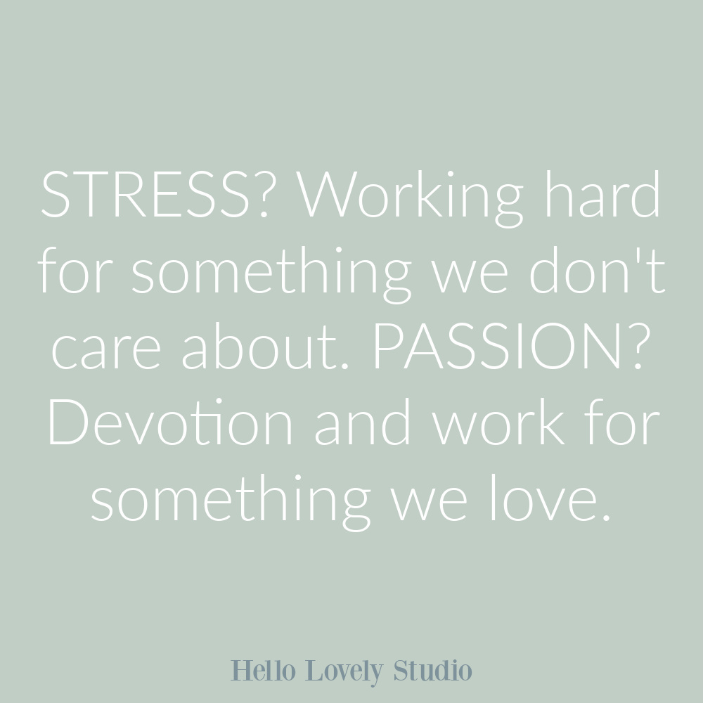 Quote about stress and passion on Hello Lovely. #stressquotes #passionquotes