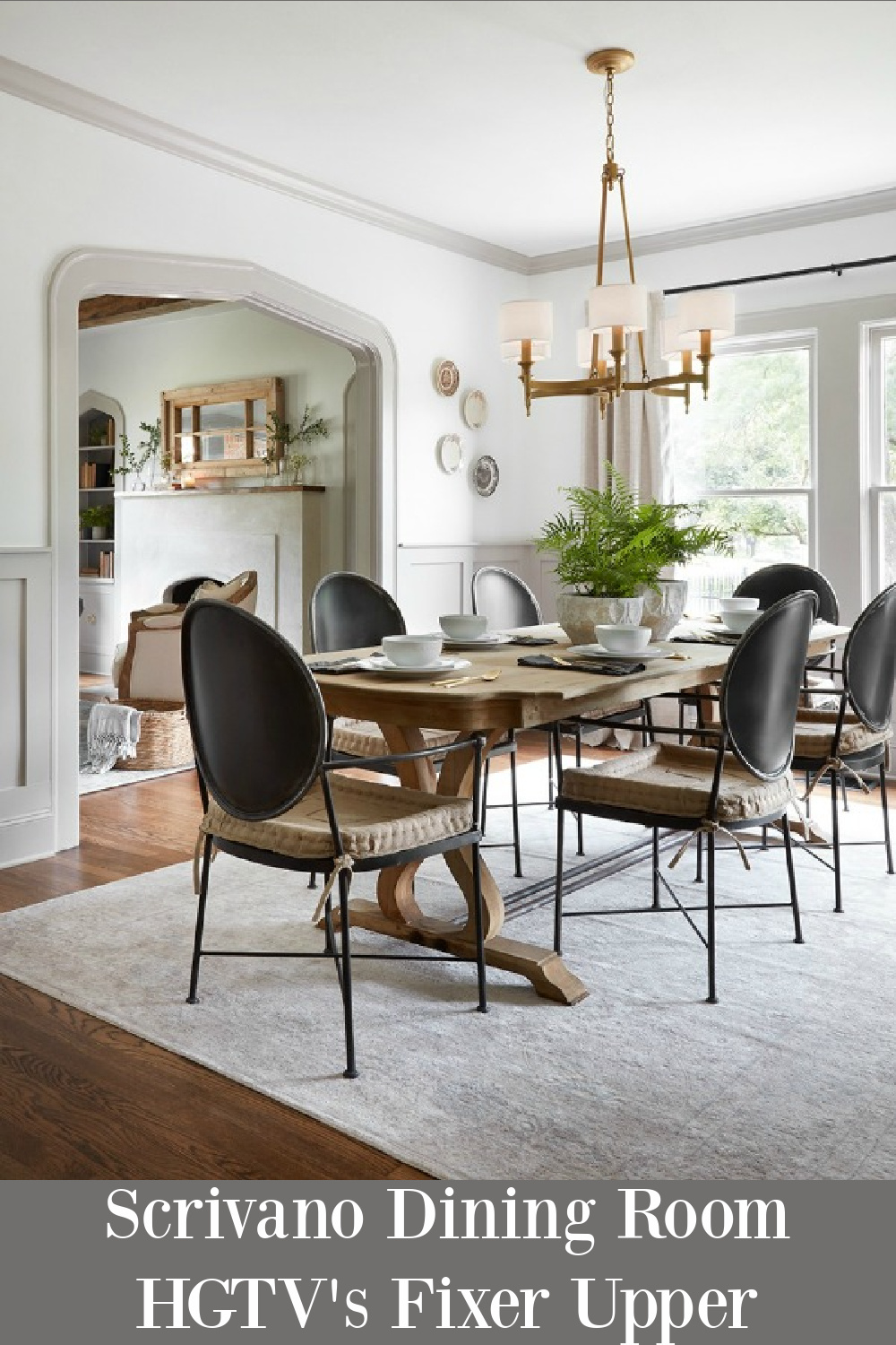 Scrivano dining room from the episode of Fixer Upper (HGTV) with a Tudor cottage renovation. #scrivanorenovation #diningroom #fixerupper