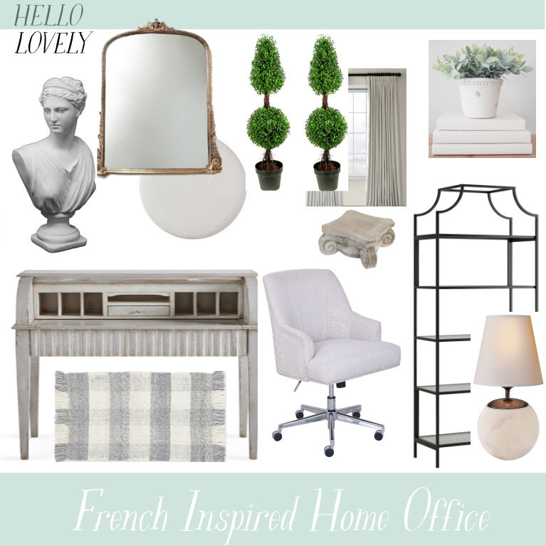 Hello Lovely French Inspired Home Office Decor & Furniture. #hellolovelystudio #homeoffice #interiordesign #workspaces #modernfrench #furniture #homedecor