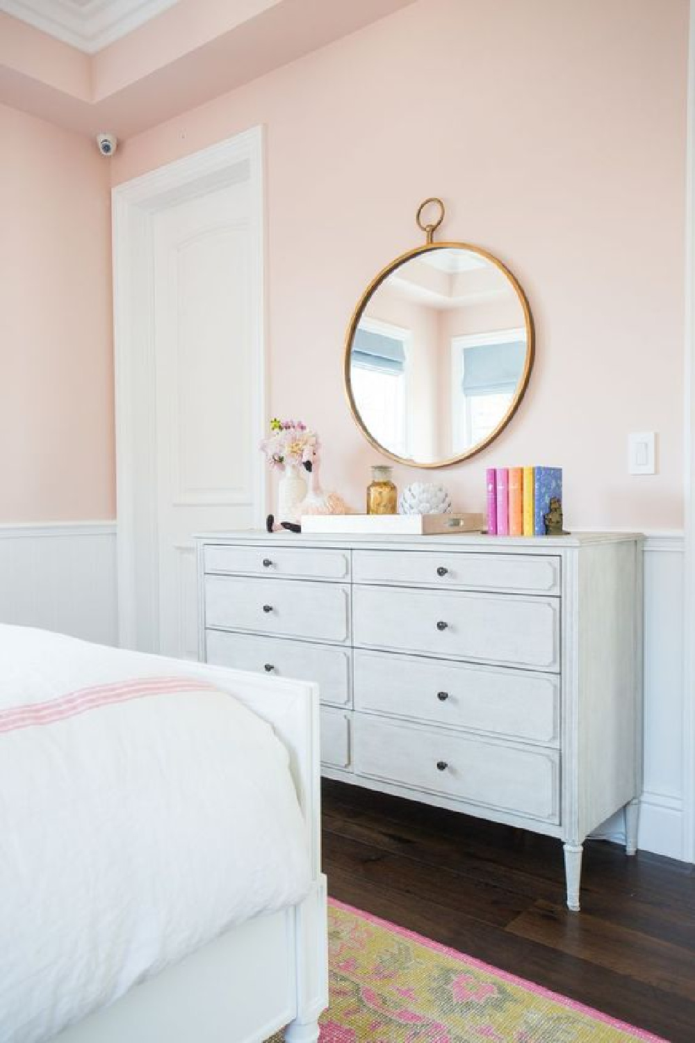 Pink Paint Colors for Girl Room: Love & Happiness by Benjamin Moore. This subtle pink fills a space with gentle good feelings. Not too bright, it whispers softly like the refrain from a favorite love song.