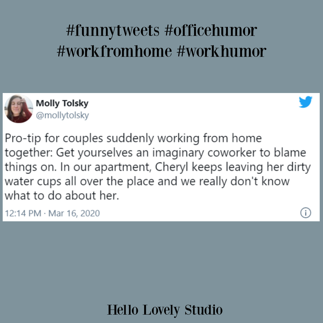 Funny tweets, WFH humor and silly office related giggles on Hello Lovely. #funnytweets #workfromhome #humor #officehumor