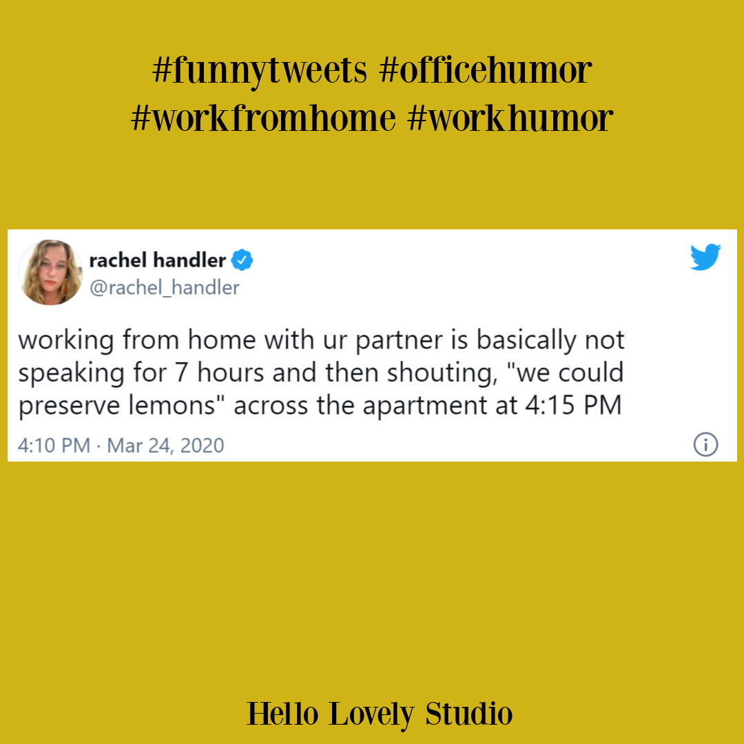 Funny tweets, WFH humor and silly office related giggles on Hello Lovely. #funnytweets #workfromhome #humor #officehumor