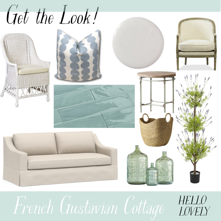 Get the Look French Gustavian Cottage on Hello Lovely Studio. #frenchcountry #gustavian #furniture #homedecor