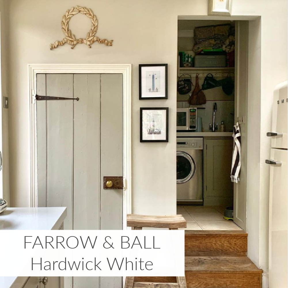 Hardwick White on a lovely old door in an English kitchen by @decorativeantiquesuk. #hardwickwhite #paintcolors #farrowandball