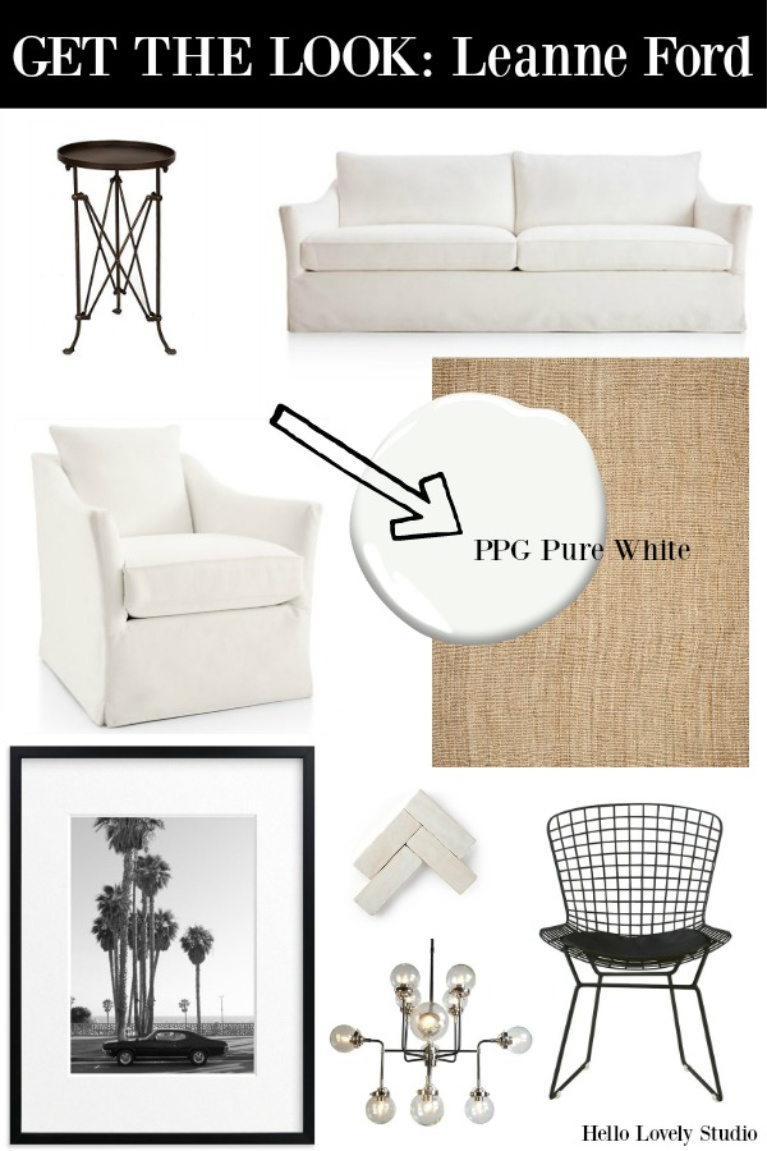 Leanne Ford Get the Look Decor mood board for ideas to shop the decor style of this designer. #hellolovelystudio #leanneford #geththelook #whitedecor #modernrustic #rusticluxe #furniture #homedecor
