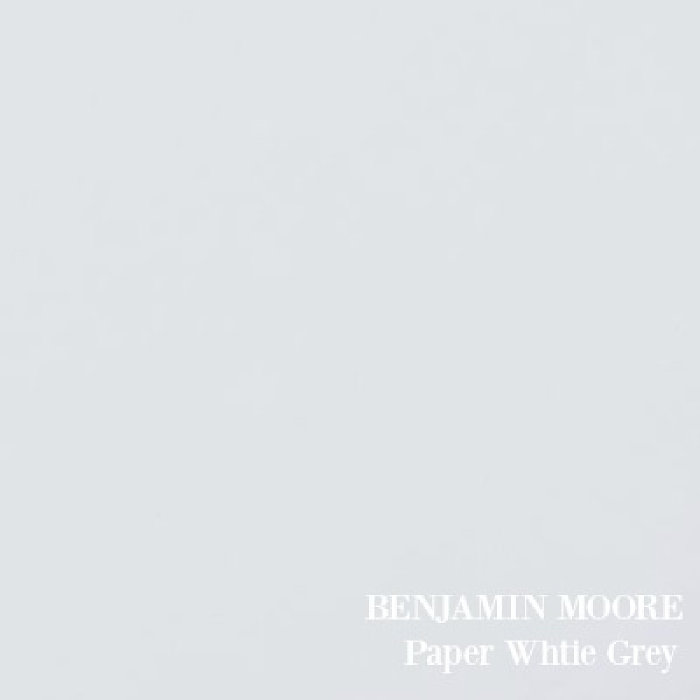 BENJAMIN MOORE Paper White Grey - a pale sophisticated light blue paint color.