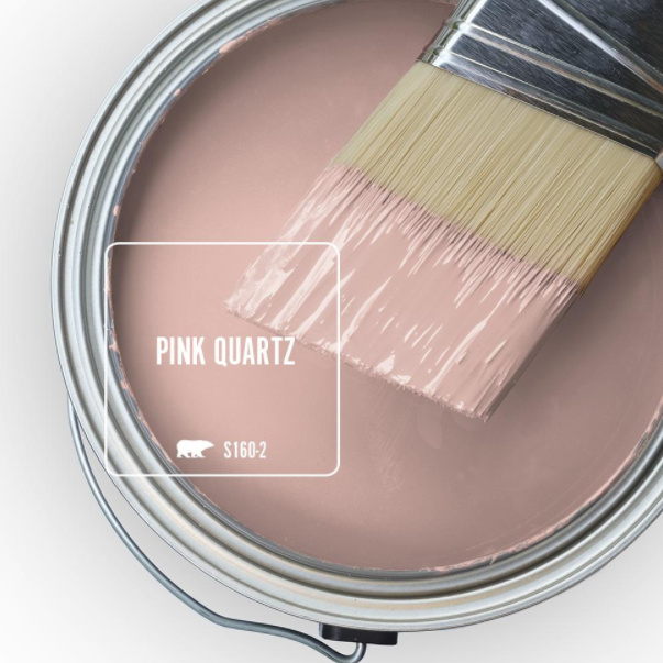 Pink Quartz (BEHR) rosy pink paint color swatch. #pinkpaintcolors #pinkquartz