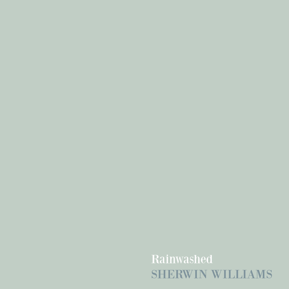 Rainwashed (Sherwin Williams) light blue paint color swatch. #rainwashed #lightblue #paintcolors #bluegreen