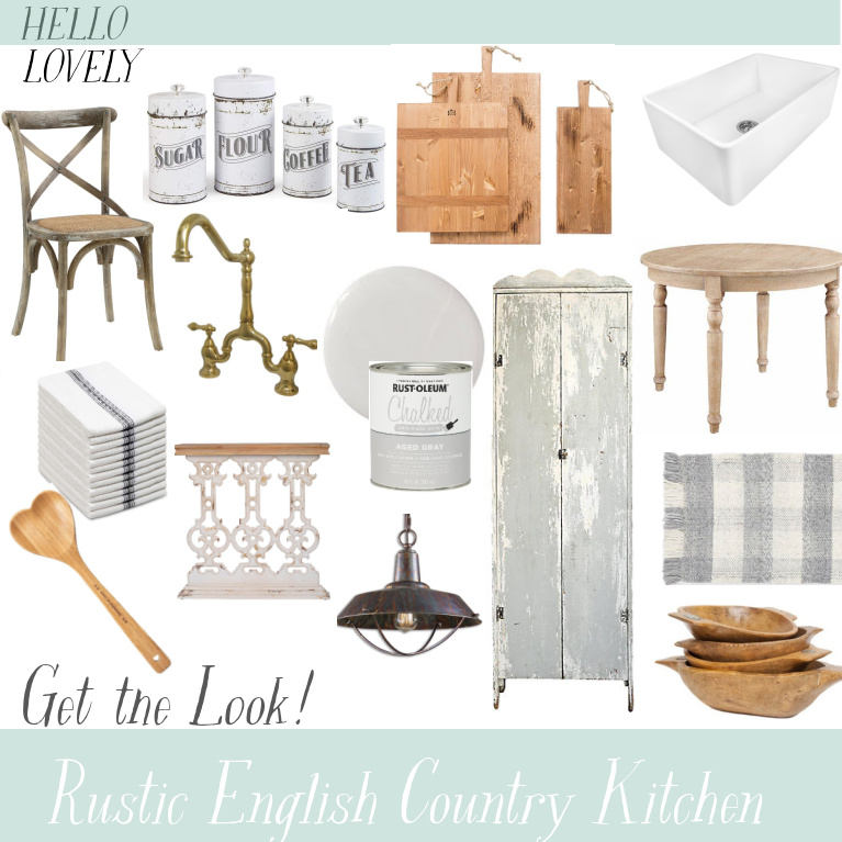Rustic English Country Kitchen Get the Look - Hello Lovely Studio. #englishcountry #kitchendesign #countrykitchens #getthelook #frenchcountry #vintagestyle #interiordesign