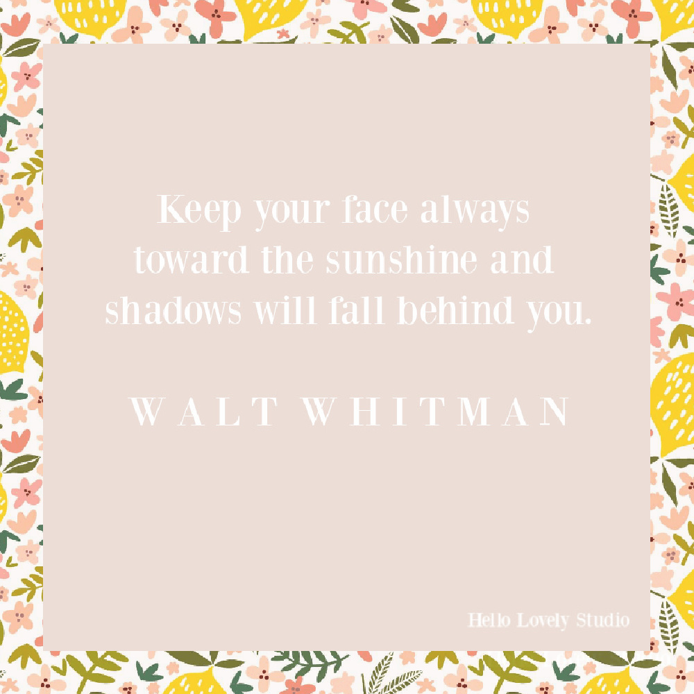 Walt Whitman quote on Hello Lovely. #sunquotes #whitmanquotes #positivityquotes