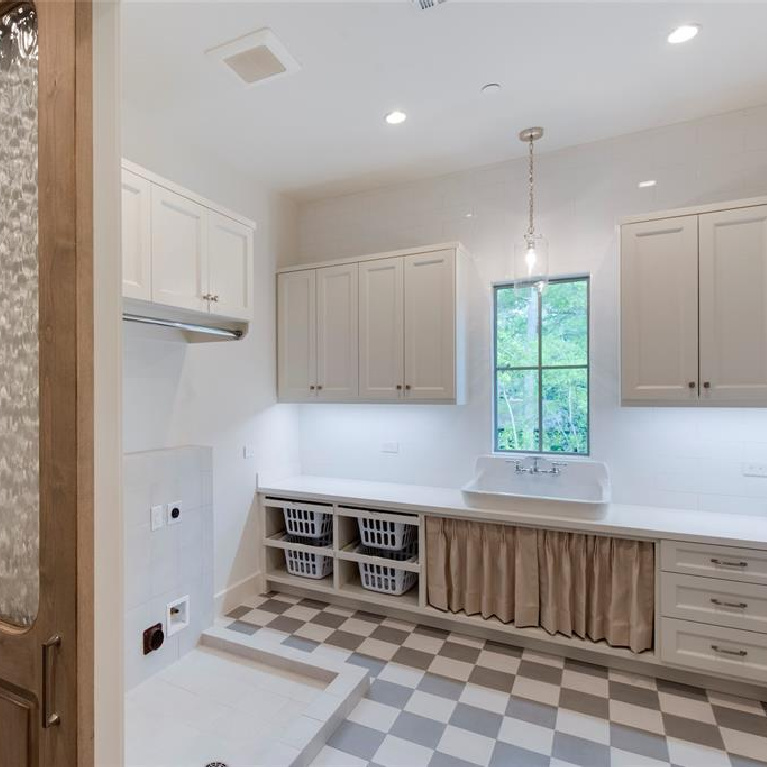 Laundry room in Stunning French inspired luxury home in Houston. #luxuryhome #frenchhome #frenchcountry #sophisticateddecor #timelessdesign #laundryroom