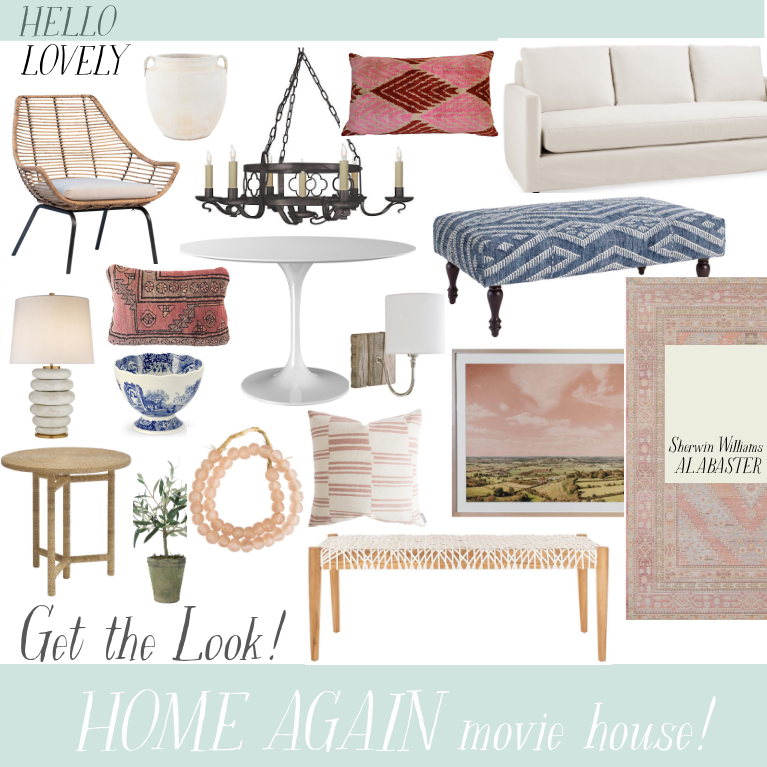 Get the Look Home Again Movie House - Hello Lovely Studio. #getthelook #shopthelook #homeagain #reesewitherspoon #interiordesign #furniture #homedecor