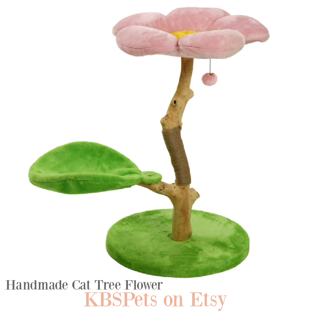 Whimsical and modern cat tree flower tower, handmade by KBSPets on Etsy. #cattower #cattree #moderncat #flowercattree #cattreemodern