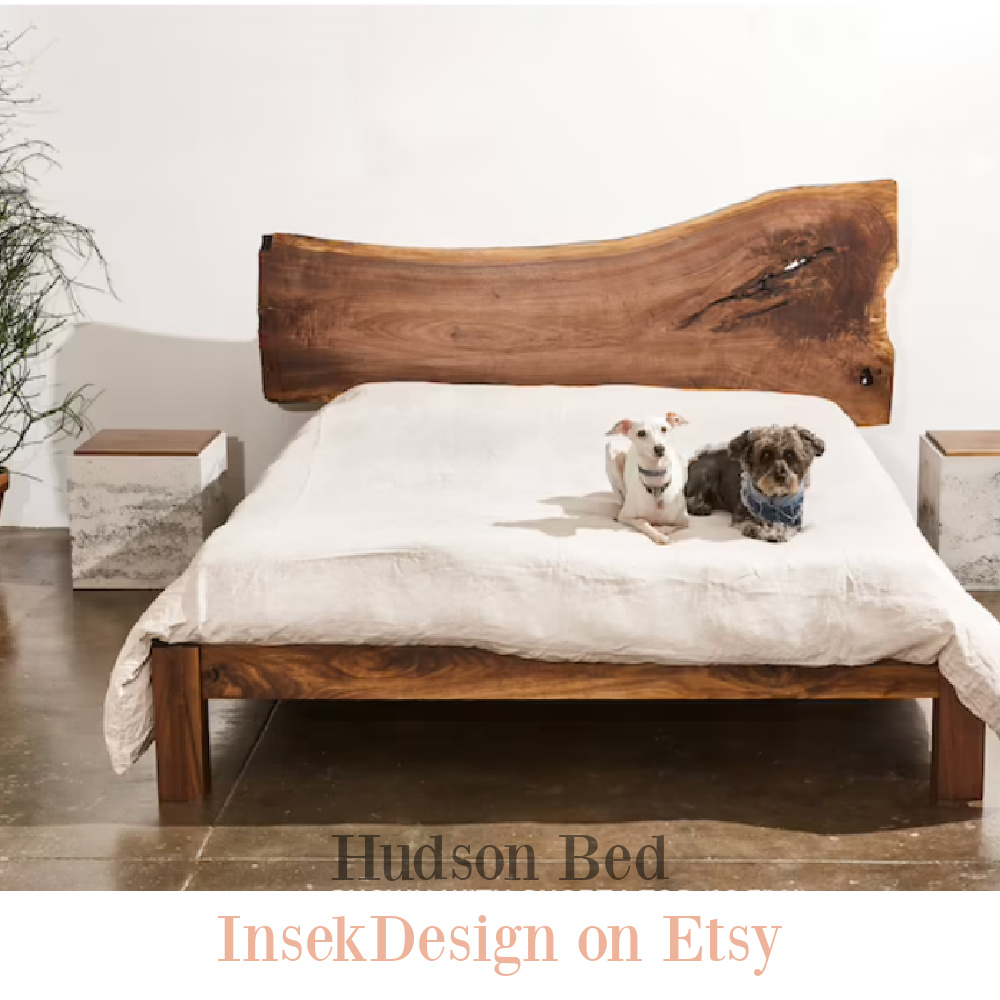 Handmade walnut minimalist rustic modern bedframe (Hudson) by Insekdesign on Etsy. #handmadefurniture #walnut #woodbedframe