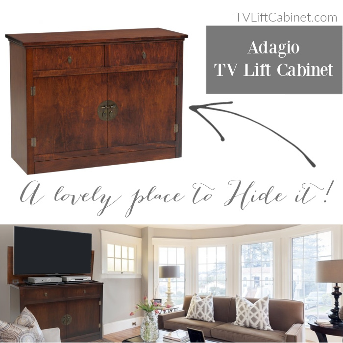 Hide your TV in a beautiful cabinet by TVLiftCabinet.com. #televisions #tvcabinet #tvliftcabinet #tvlift #liftmechanism