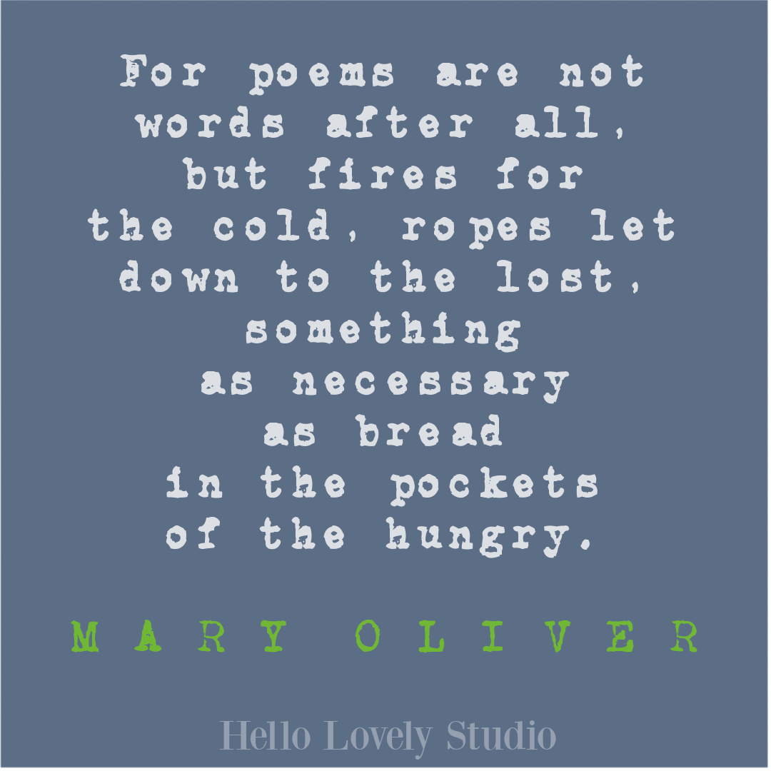 Mary Oliver poetry quote on Hello Lovely Studio about poems. #poetryquotes #maryoliver