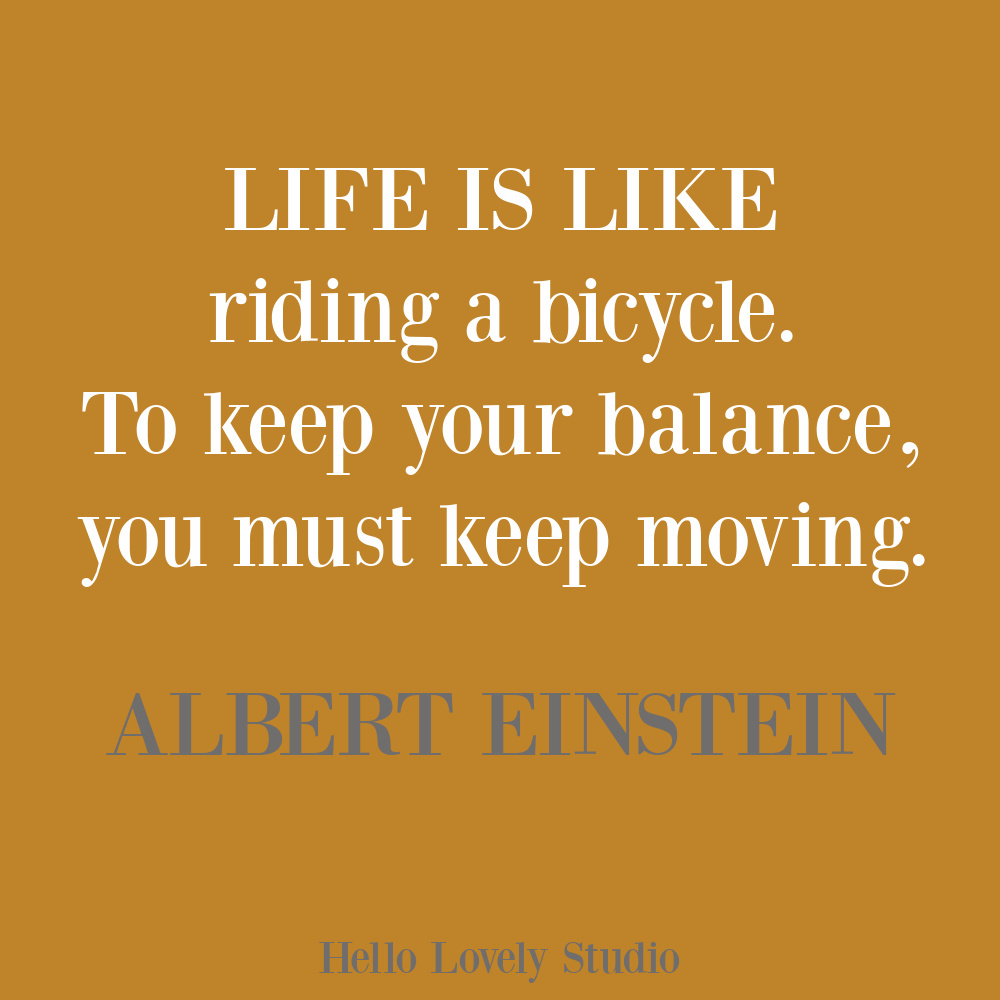 Einstein quote about life and a bicycle on Hello Lovely. #einsteinquotes #lifequotes