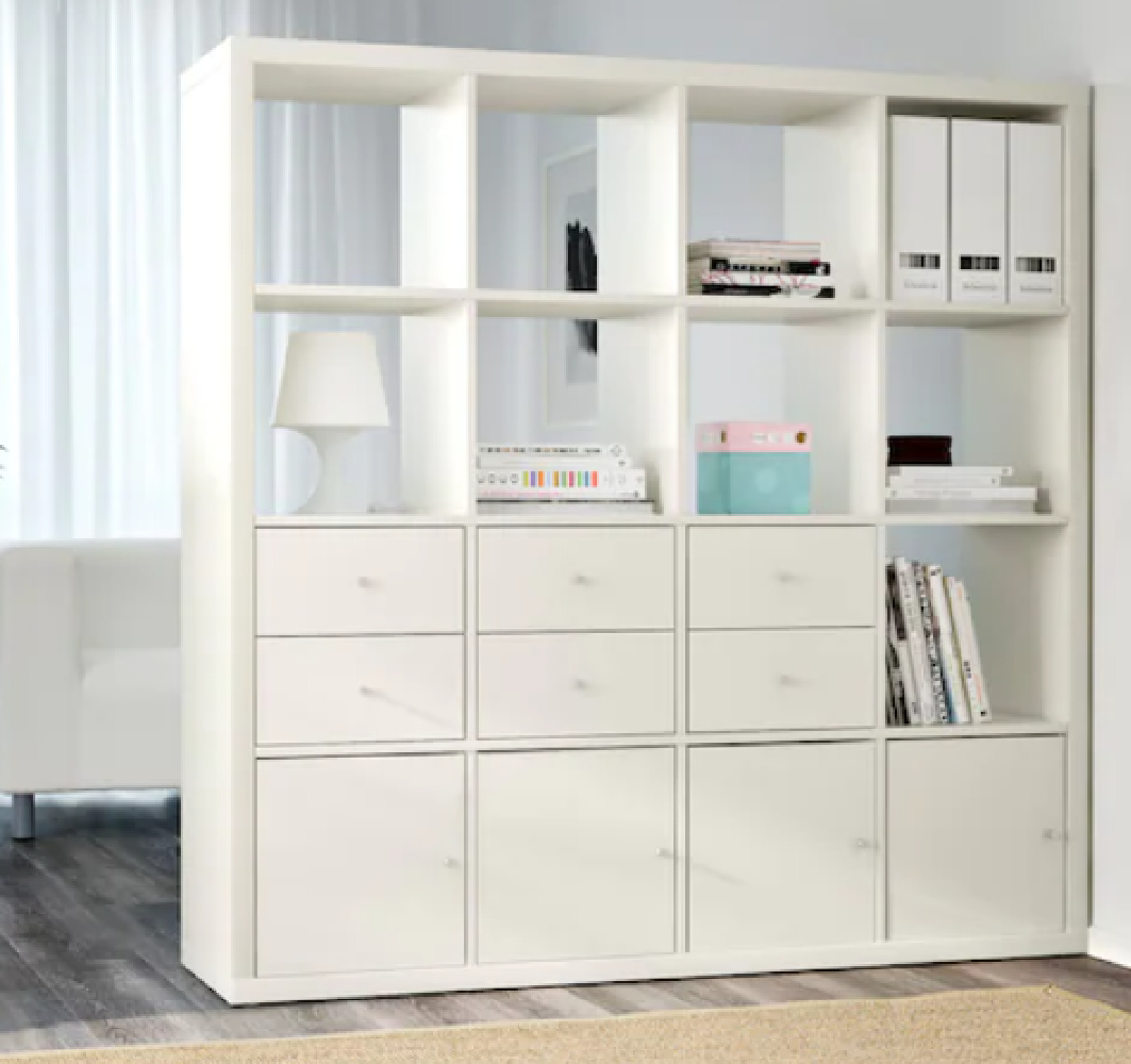 Kallax shelf hack used as a room divider. #ikeahacks #kallaxhack