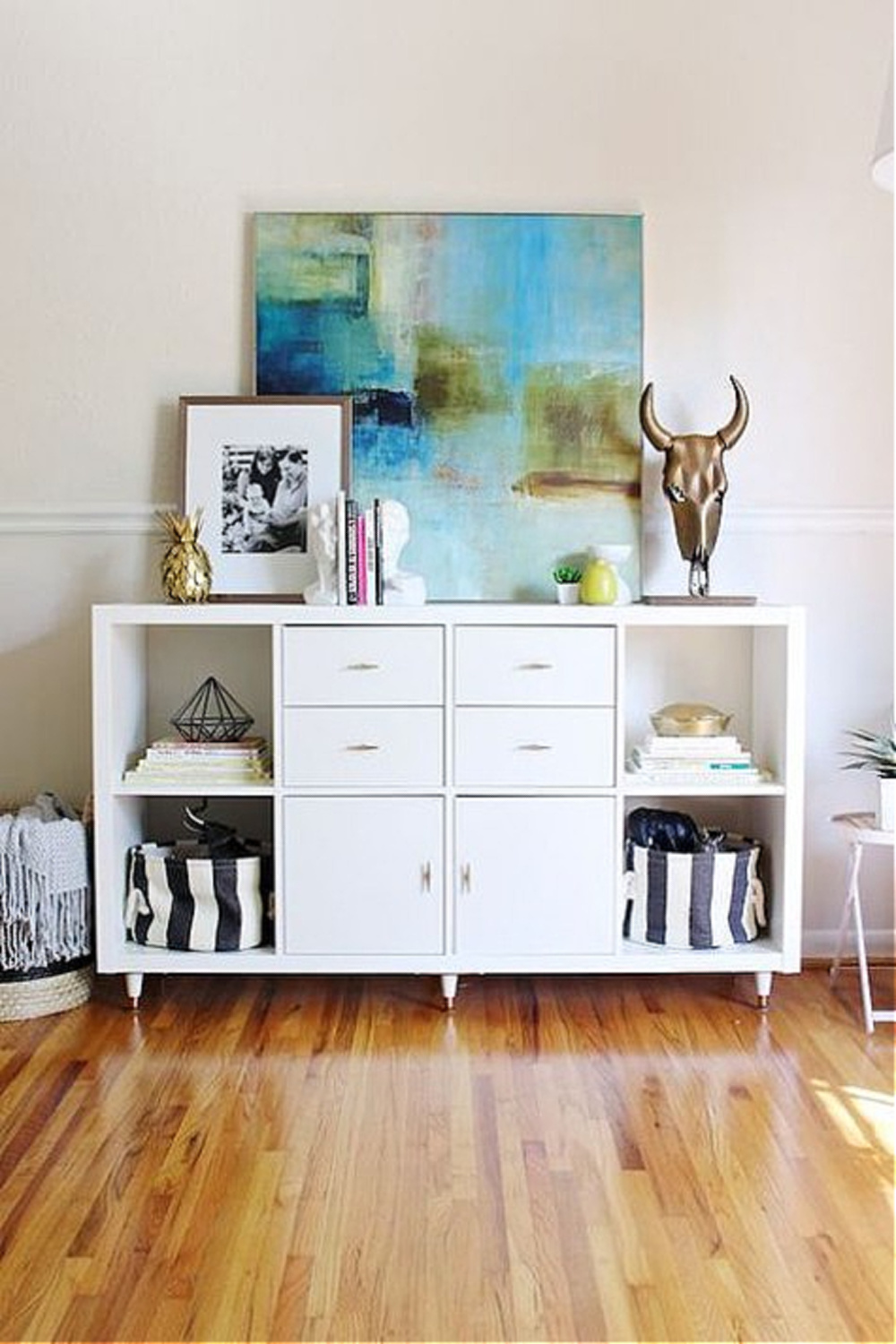 Teen room dresser with Kallax from Ikea. #kallaxhack #teenrooms