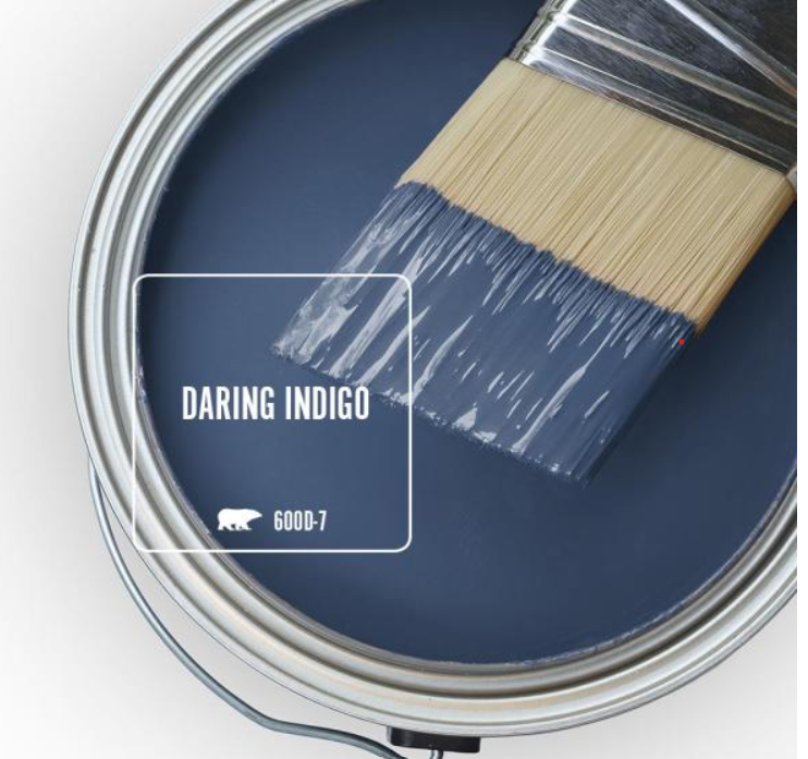 Behr Daring Indigo blue paint color swatch. #daringindigo #bluepaintcolors