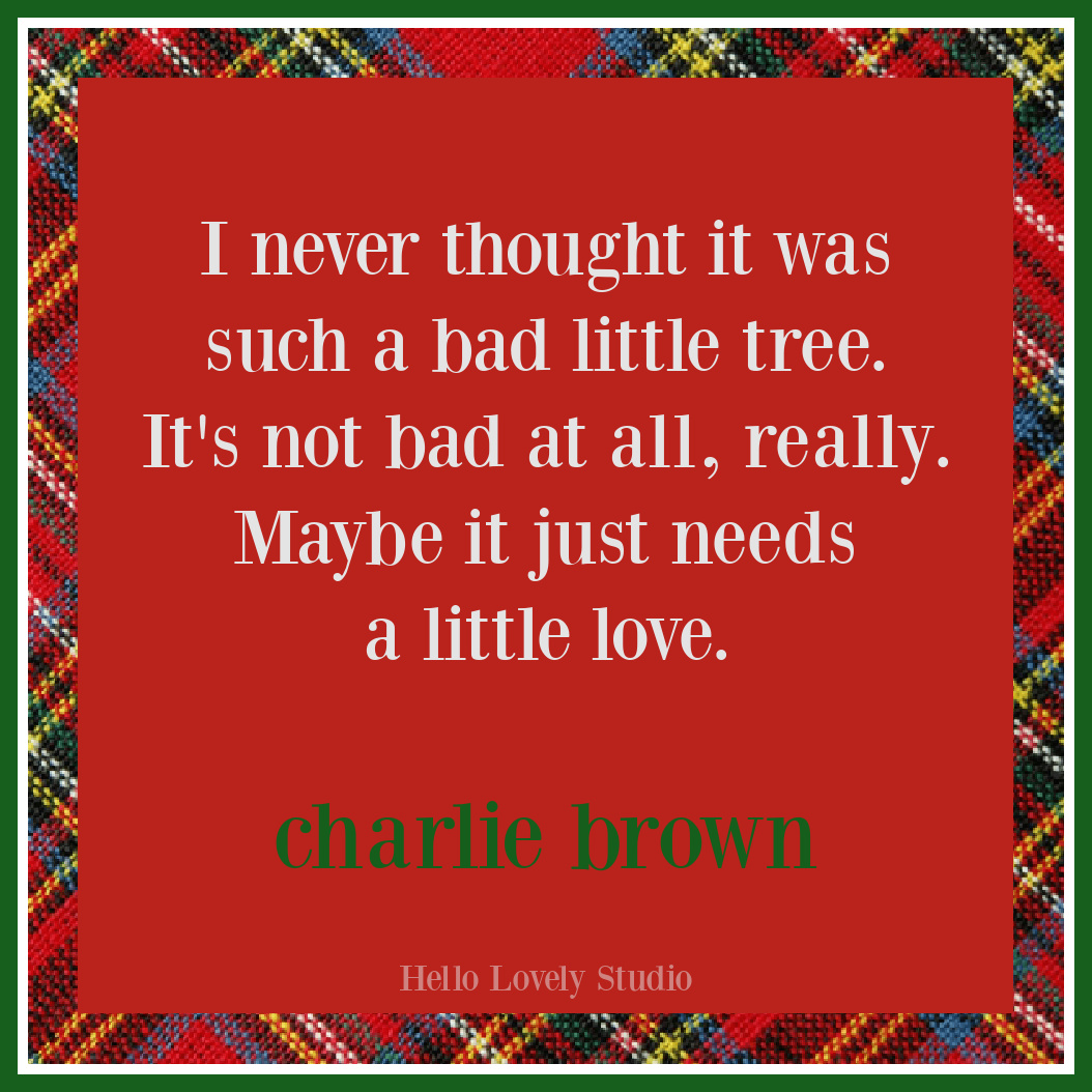 Charlie Brown Christmas tree quote and holiday quotes on Hello Lovely Studio. #holidayquotes #christmasquote #charliebrown