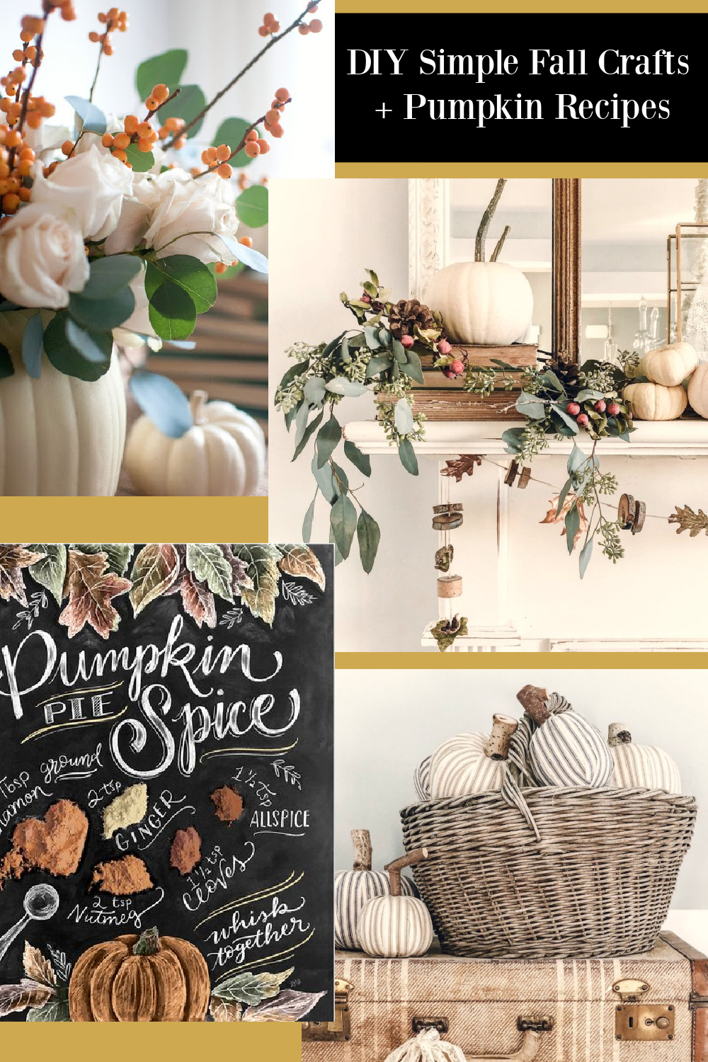 DIY Simple Fall Crafts + Pumpkin Recipes - Hello Lovely Studio. #fallcrafts #falldiy #falldecor #countrydecor #farmhousedecor #pumpkincrafts